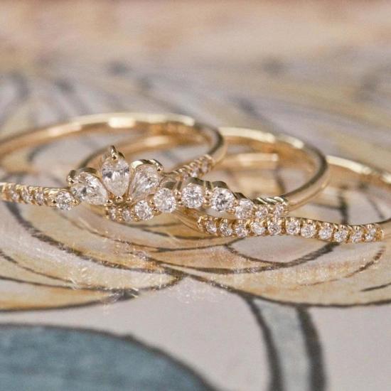  제니 권 디자인스 반지 제니 권 디자인 다이아몬드 리플 아치 링 14K 옐로우/14K 로즈/14K 화이트 - JENNIE KWON DESIGNS