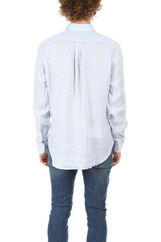  Blue&Cream 긴팔 셔츠 블루&크림 리넨 버튼 다운 블루/화이트 스트라이프 - BLUE&CREAM