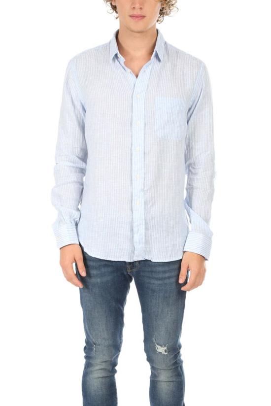  Blue&Cream 긴팔 셔츠 블루&크림 리넨 버튼 다운 블루/화이트 스트라이프