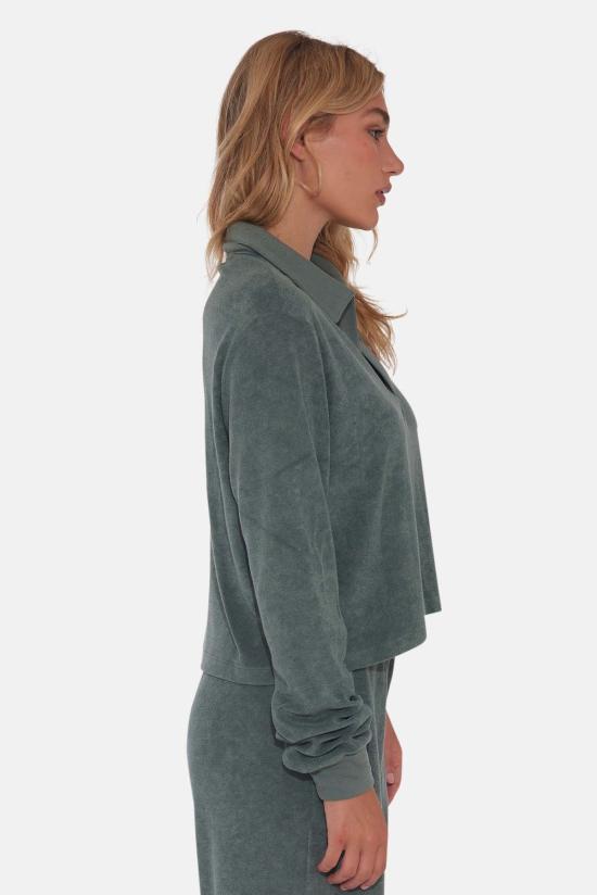  The Tile Club 후드 티셔츠 타일 클럽 찰리 크롭 테리 폴로 그린 - THE TILE CLUB