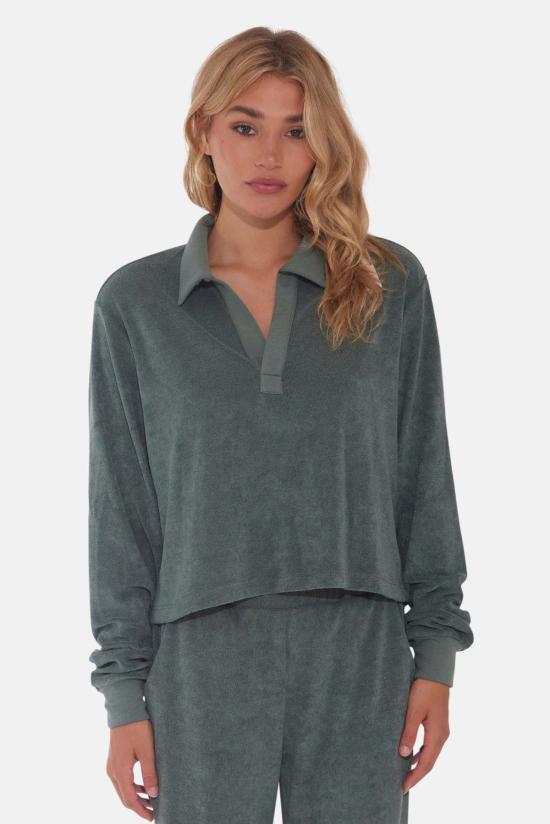  The Tile Club 후드 티셔츠 타일 클럽 찰리 크롭 테리 폴로 그린