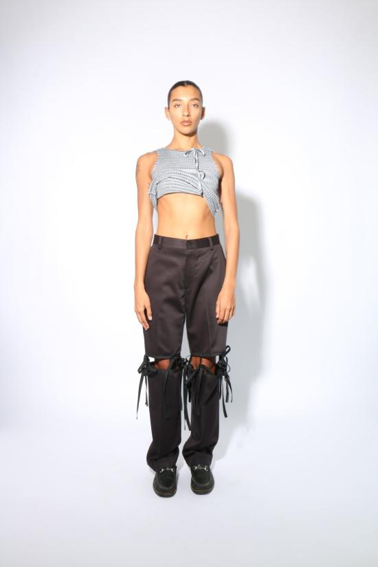  Banzo 스트레이트 팬츠 반조 타이 팬츠 블랙