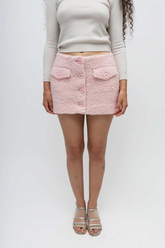  유한왕 숏 스커트 푹신푹신 미니스커트 핑크 - YUHAN WANG