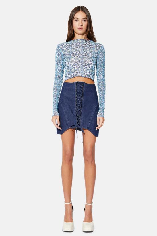  알티에이 긴팔 티셔츠 Rt A 토마스 탑 라임 아줄레 - RTA