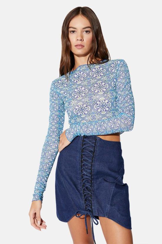  알티에이 긴팔 티셔츠 Rt A 토마스 탑 라임 아줄레