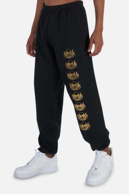  블루&크림 트레이닝/조거 팬츠 포에버 스컬 스웨트팬츠 블랙/골드 - BLUE&CREAM