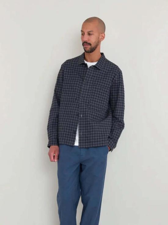  FOLK 자켓 포크 패치 오버셔츠 네이비 크링클 체크 - OTHER BRANDS