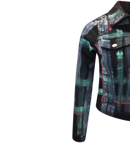  매디슨 메종 데님 자켓 코튼 바바라 슬림 진 재킷 블랙/그린 - MADISON MAISON