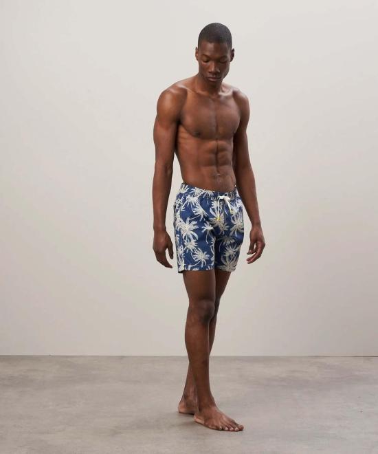  하트포드 스윔팬츠 수영 네이비 팜 트리 프린트 - HARTFORD