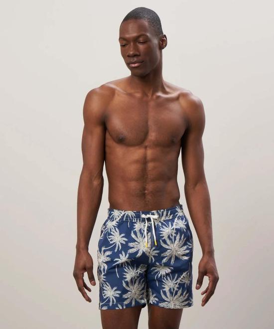  하트포드 스윔팬츠 수영 네이비 팜 트리 프린트