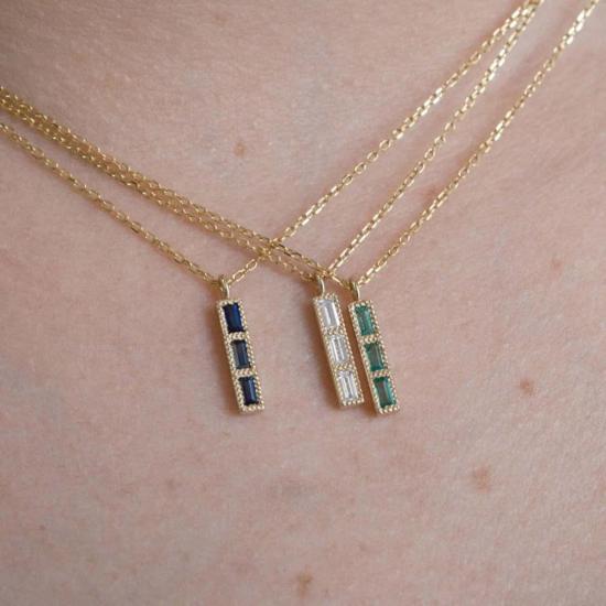  제니 권 디자인스 목걸이/팬던트 제니 권 디자인 블루 사파이어 타일 네크리스 14K 로즈/14K 옐로우/14K 화이트 - JENNIE KWON DESIGNS