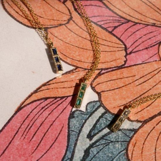  제니 권 디자인스 목걸이/팬던트 제니 권 디자인 블루 사파이어 타일 네크리스 14K 로즈/14K 옐로우/14K 화이트 - JENNIE KWON DESIGNS