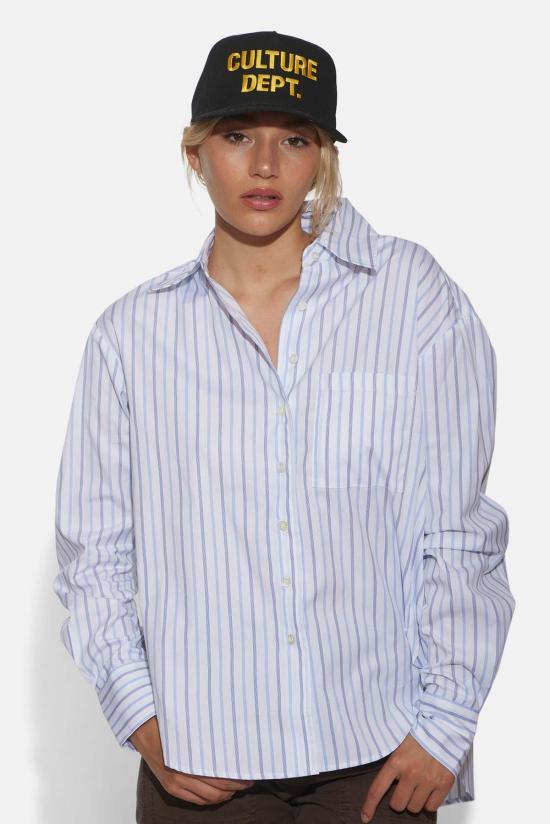  더 타일 클럽 셔츠 타일 클럽 릴리 팝린 보이프렌드 셔츠 멀티 스트라이프 - THE TILE CLUB