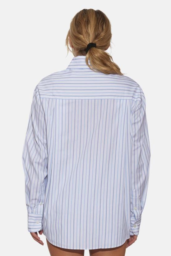  더 타일 클럽 셔츠 타일 클럽 릴리 팝린 보이프렌드 셔츠 멀티 스트라이프 - THE TILE CLUB