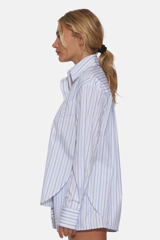  더 타일 클럽 셔츠 타일 클럽 릴리 팝린 보이프렌드 셔츠 멀티 스트라이프 - THE TILE CLUB