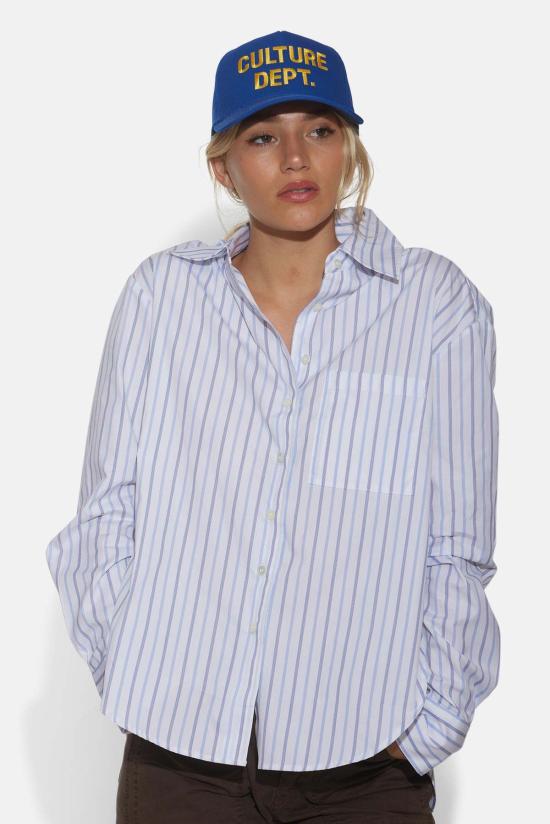  더 타일 클럽 셔츠 타일 클럽 릴리 팝린 보이프렌드 셔츠 멀티 스트라이프 - THE TILE CLUB