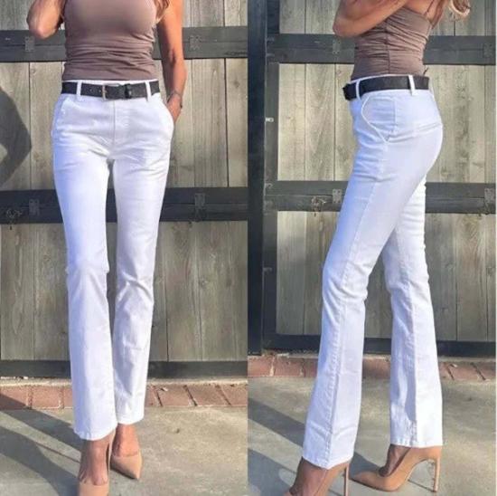  플로그 데님 팬츠 난시 팬츠 화이트 데님
