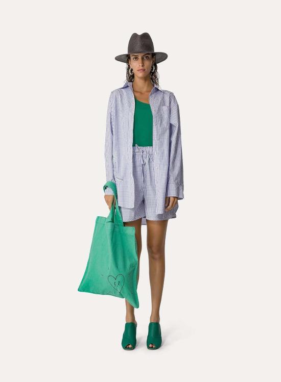  포르테포르테 후드 티셔츠 포르테 포르테 자수 체크  라일락 멀티 - FORTE FORTE