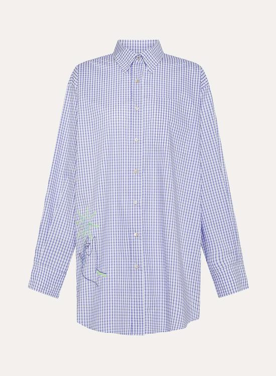  포르테포르테 후드 티셔츠 포르테 포르테 자수 체크  라일락 멀티 - FORTE FORTE