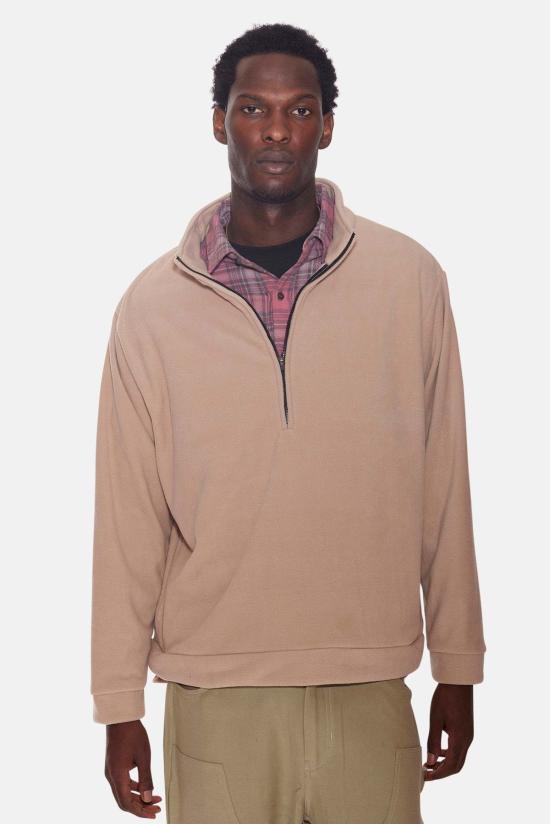  블루&크림 자켓 폴라 플리스 퍼펙토 하프 지퍼 재킷 캐멀 - BLUE&CREAM