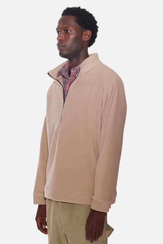  블루&크림 자켓 폴라 플리스 퍼펙토 하프 지퍼 재킷 캐멀 - BLUE&CREAM