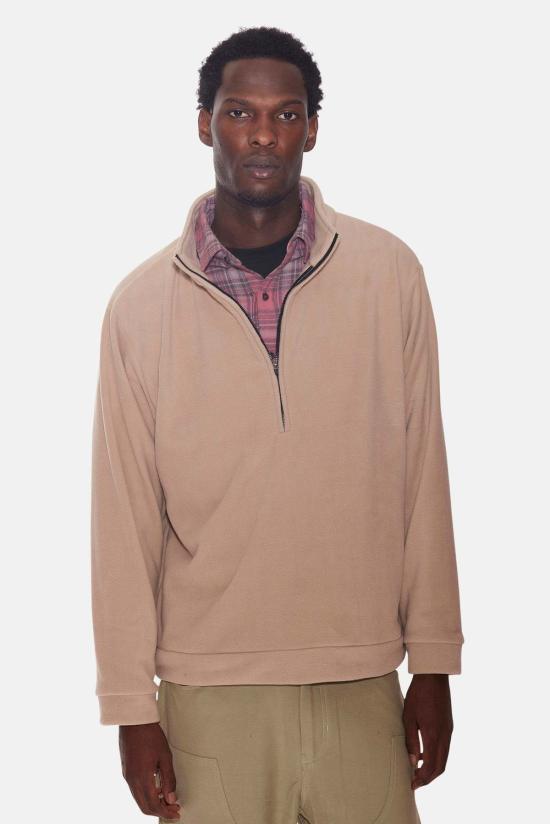  블루&크림 자켓 폴라 플리스 퍼펙토 하프 지퍼 재킷 캐멀 - BLUE&CREAM