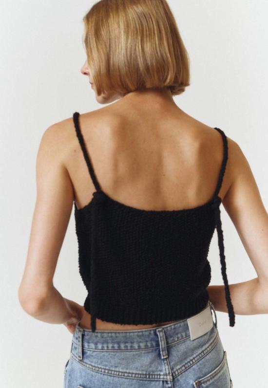  던스트 민소매 티셔츠 슬리브리스 니트 탑 블랙 - DUNST