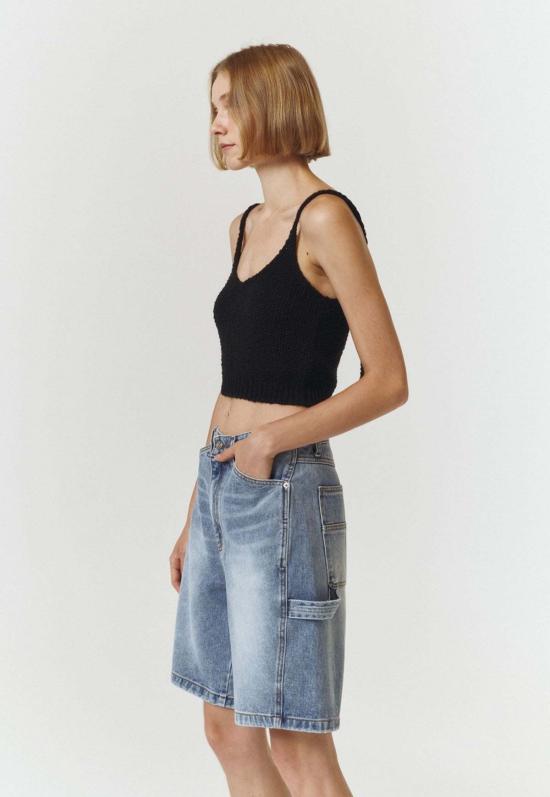  던스트 민소매 티셔츠 슬리브리스 니트 탑 블랙 - DUNST