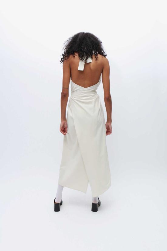  베이스레인지 미디 원피스 언다이드 노드 드레스 화이트 - BASERANGE