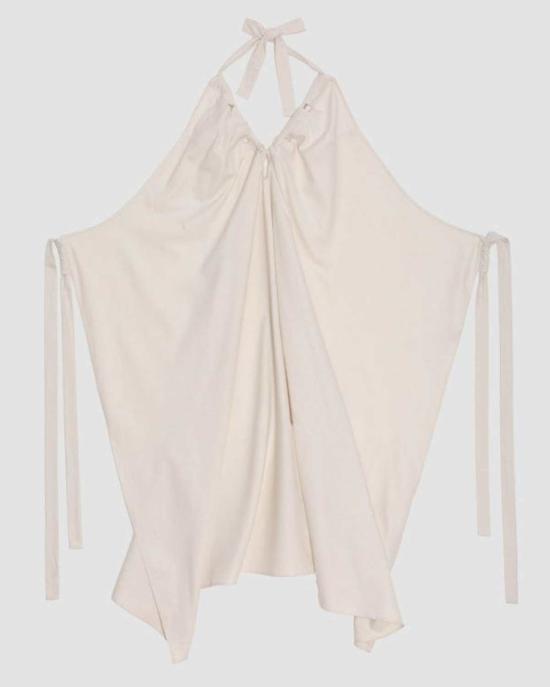  베이스레인지 미디 원피스 언다이드 노드 드레스 화이트 - BASERANGE