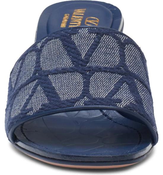  발렌티노 가라바니 힐/펌프스 Valentino Garavani 여성용 Vlogo Toile Iconographe 슬라이드 샌들 데님 - VALENTINO GARAVANI