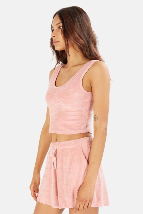  더 타일 클럽 민소매 티셔츠 타일 클럽 조 크롭 탱크 페이디드 로즈 - THE TILE CLUB