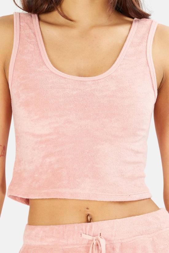  더 타일 클럽 민소매 티셔츠 타일 클럽 조 크롭 탱크 페이디드 로즈 - THE TILE CLUB