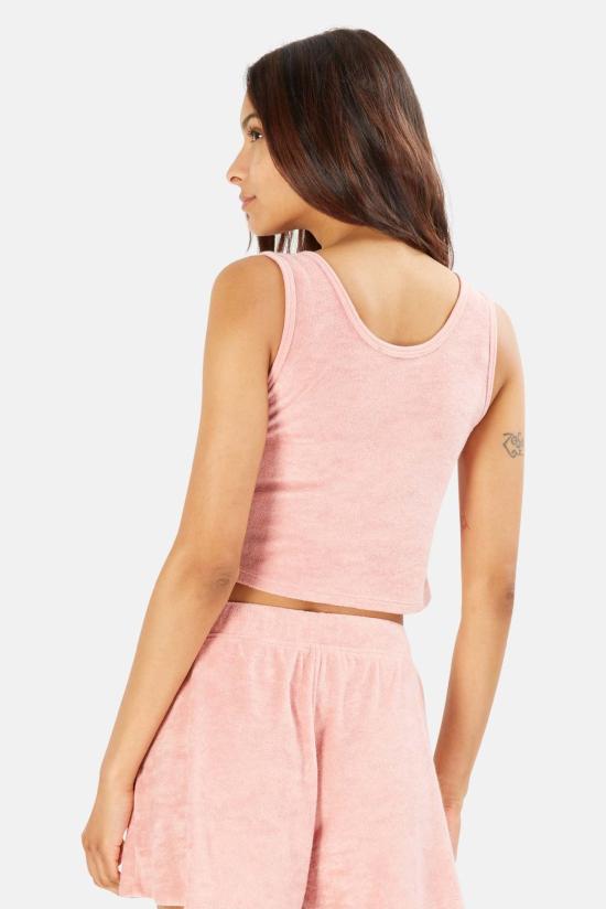  더 타일 클럽 민소매 티셔츠 타일 클럽 조 크롭 탱크 페이디드 로즈 - THE TILE CLUB