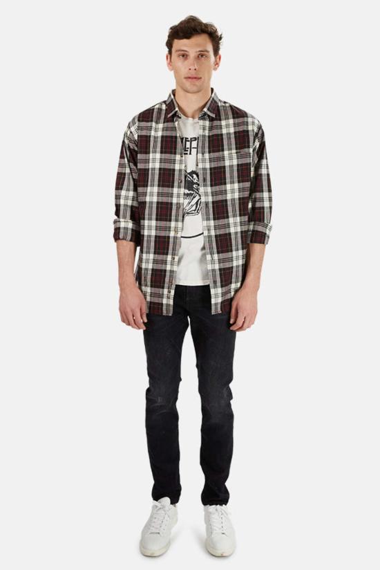  Blue&Cream 긴팔 셔츠 블루&크림 플란넬  블랙/레드 - BLUE&CREAM