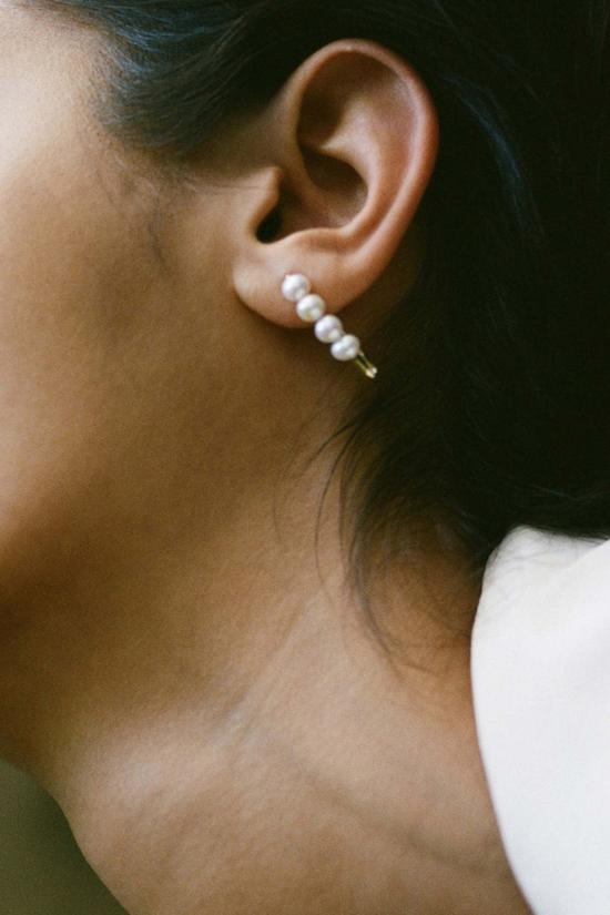  로렌 스튜어트 이어링 Xl 진주 안전핀 귀걸이 14k 옐로우 골드 - LOREN STEWART