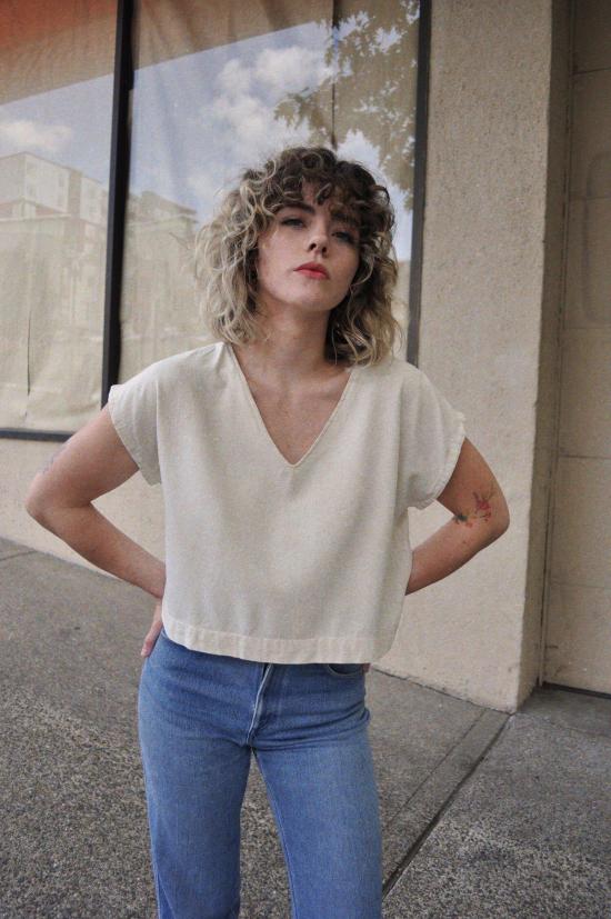  코코볼로 튜닉 V넥  탑 내추럴 - COCOBOLO