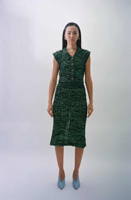  모즈 모즈 미디 스커트 솔라 스커트 그린