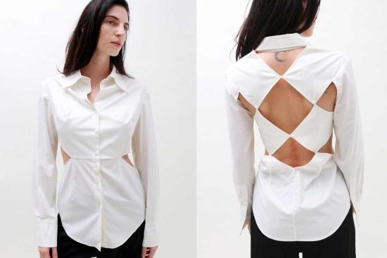  J.Kim 후드 티셔츠 스퀘어 코튼 셔츠 화이트