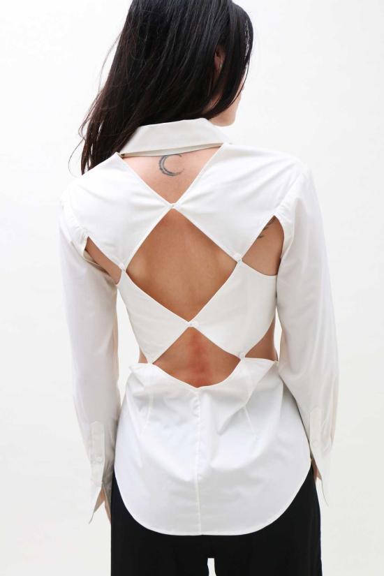  J.Kim 후드 티셔츠 스퀘어 코튼 셔츠 화이트 - J.KIM