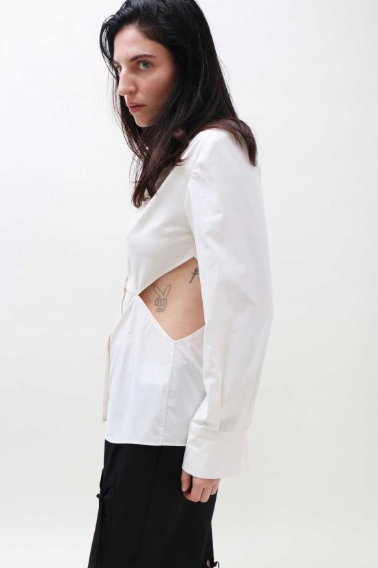  J.Kim 후드 티셔츠 스퀘어 코튼 셔츠 화이트 - J.KIM