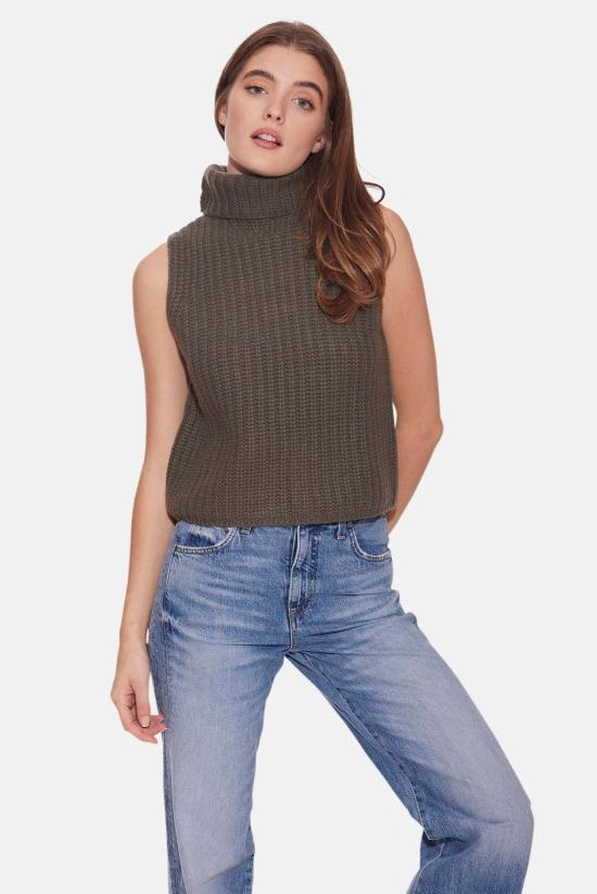  더 타일 클럽 터틀넥 타일 클럽 마야 캐시미어 슬리브리스  타니시드 - THE TILE CLUB