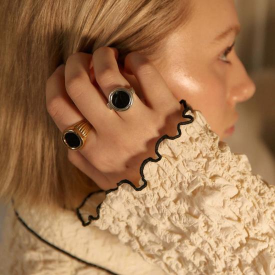  타린 토마스 반지 루나 링 옐로우 골드/스털링 실버/옐로우 브라스