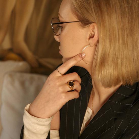  타린 토마스 반지 루나 링 옐로우 골드/스털링 실버/옐로우 브라스 - TARIN THOMAS