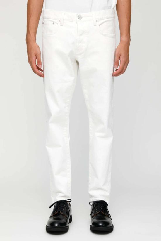  마우지 스트레이트 팬츠 Moussy Luning 슬림 테이퍼드 진 화이트 - MOUSSY