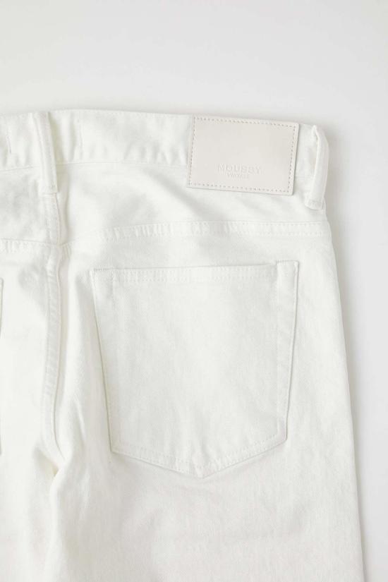  마우지 스트레이트 팬츠 Moussy Luning 슬림 테이퍼드 진 화이트 - MOUSSY