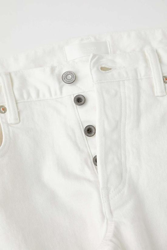  마우지 스트레이트 팬츠 Moussy Luning 슬림 테이퍼드 진 화이트 - MOUSSY