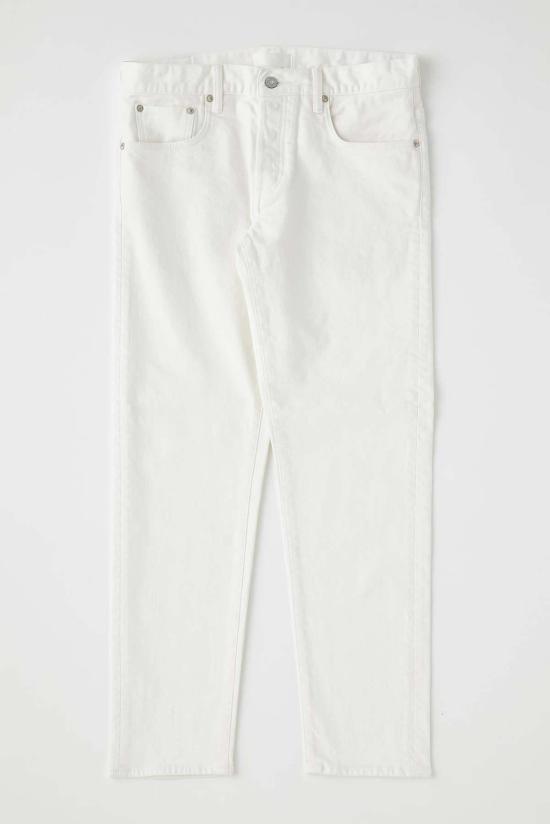 마우지 스트레이트 팬츠 Moussy Luning 슬림 테이퍼드 진 화이트