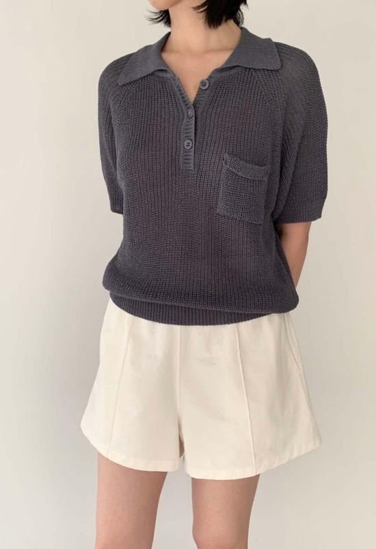  더 엔케이씨 스토어 스웨터 Nkc 카티 니트 폴로 셔츠 그레이 - THE NKC STORE