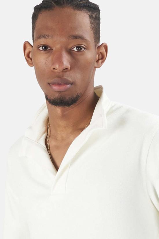  Blue&Cream 폴로 티셔츠 블루&크림 트윌 니트 팝 칼라 오프 화이트 - BLUE&CREAM